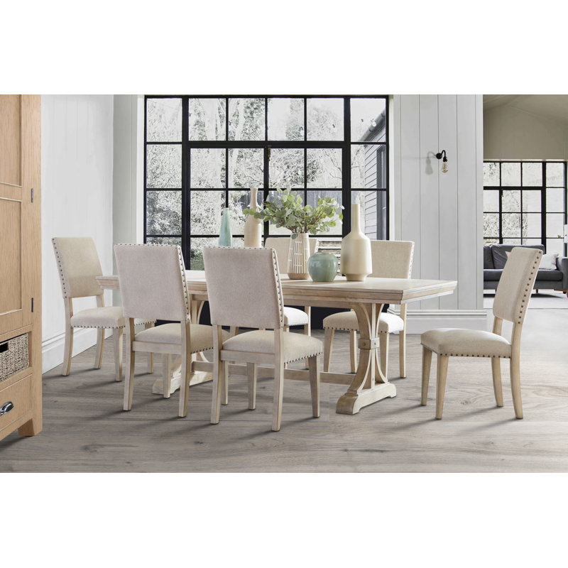 Cevyn 4 - Person Solid Wood Top Trestle Base Dining Set