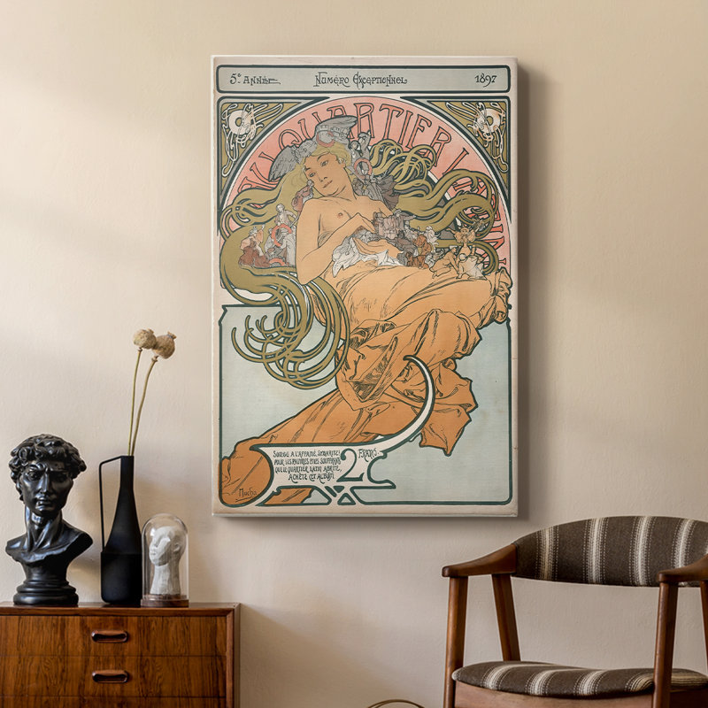 Au Quartier - Toile tendue sur toile de style latino par Alphonse Mucha, 18 x 27