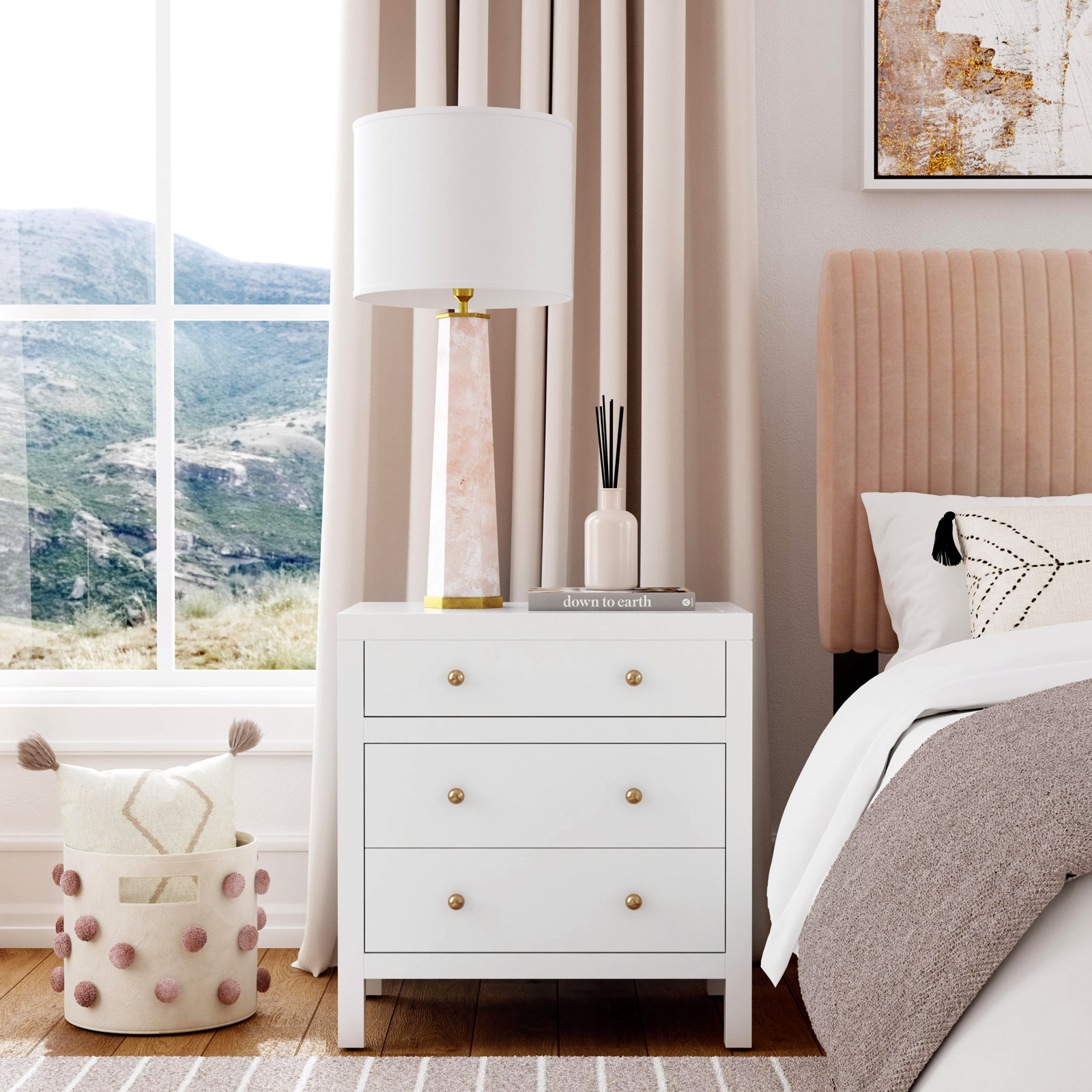 Celine 3-Drawer Acacia Dresser, Smooth White