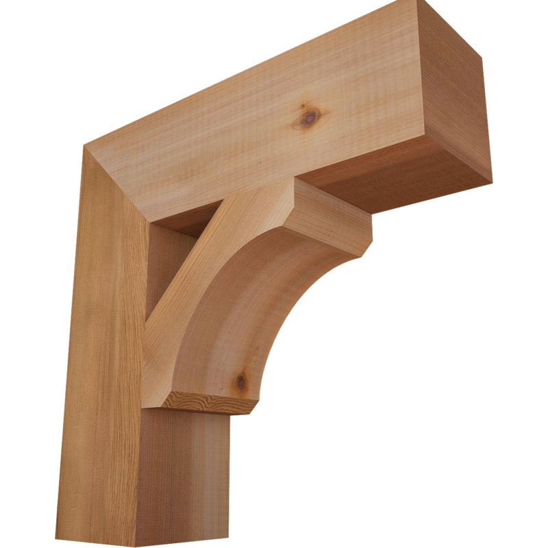 Wood Bracket/Corbel, Western Red Cedar, Smooth, 14" H x 3.5" W x 14" D