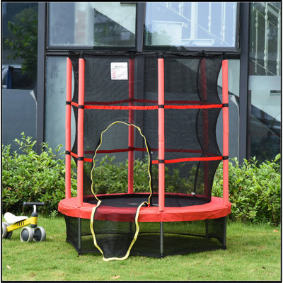 Φ5FT Kids Trampoline with Enclosure Net, Springless Design, Safety Pad and Steel Frame for Indoor Outdoor, Toddler Round Bouncer for Age 3 to 6 Years