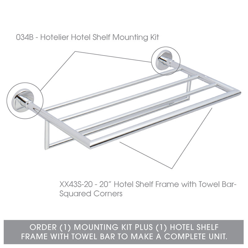 Hotelier Hotel Shelf Mounting Kit, Polished Chrome