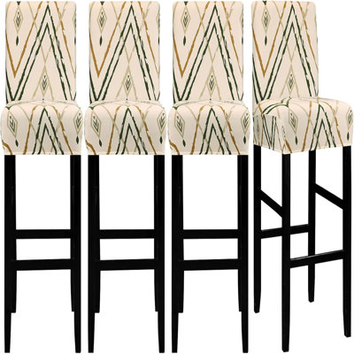 Jacquard Bar Chair Stool Cover - 4 Pack Stretch Chair Slipcover Pattern For Short Swivel Dining Chair-Counter Height Side Chairs