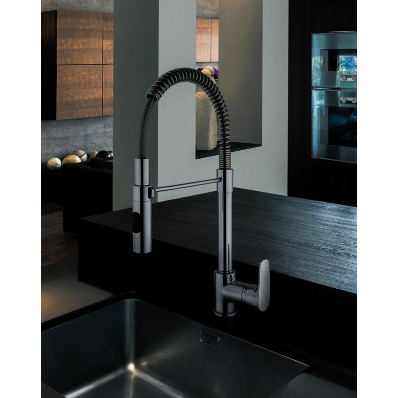 Arena Single Handle Spring Spout Kitchen Faucet, Brushed Nickel