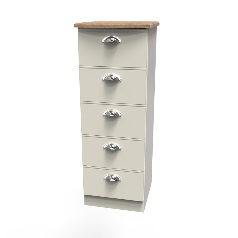 Fully Assembled Murier 5 Drawer, Cream Ash/Riviera Oak