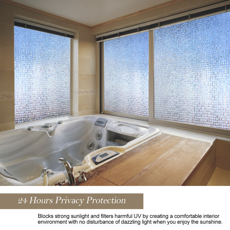 3D Mosaic Decorative Privacy Window Decal, 35.4" H x 195" W