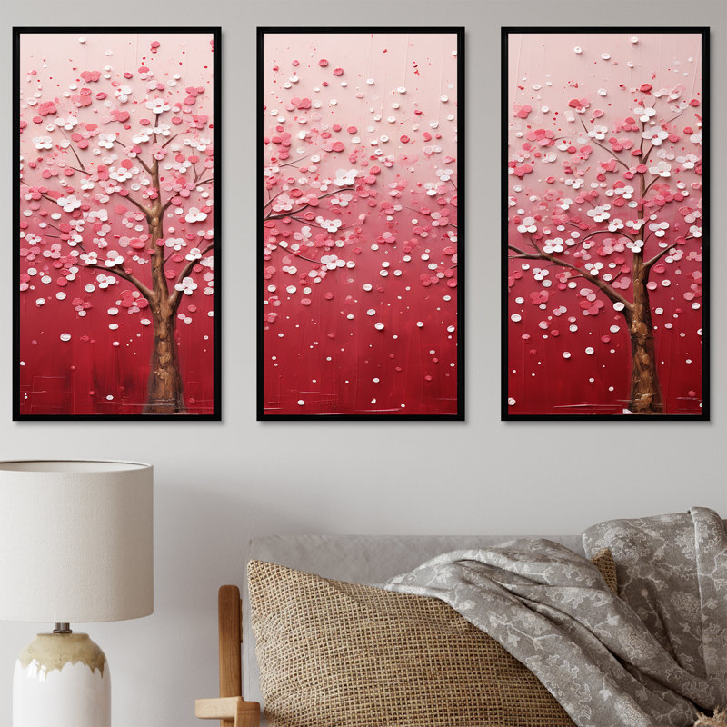 Blanc et rose, fleurs printanières charmantes - autres plantes et fleurs, art mural, Cadre flottant noir