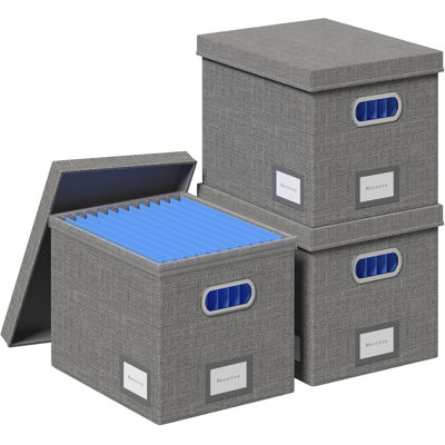 Linen Foldable Letter Size File Box – Reinforced Hanging File Organizer with PP Hollow Board