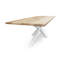 Oak Solid Wood Top Metal Base Dining Table-772694498-772694499