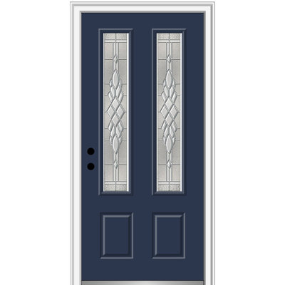 MMI DOOR 36 in. x 80 in. Fiberglass 2 -Lite 2 Panel Prehung Front Entry Door