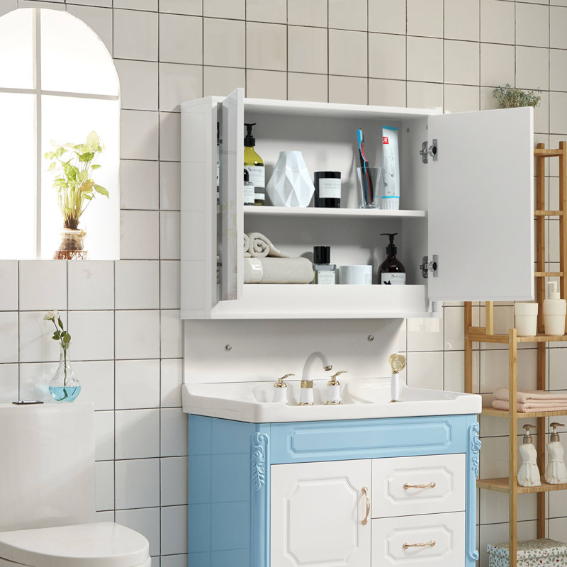 Nakysha Recessed Framed Mirrored Bathroom Cabinets with Mirror and 2