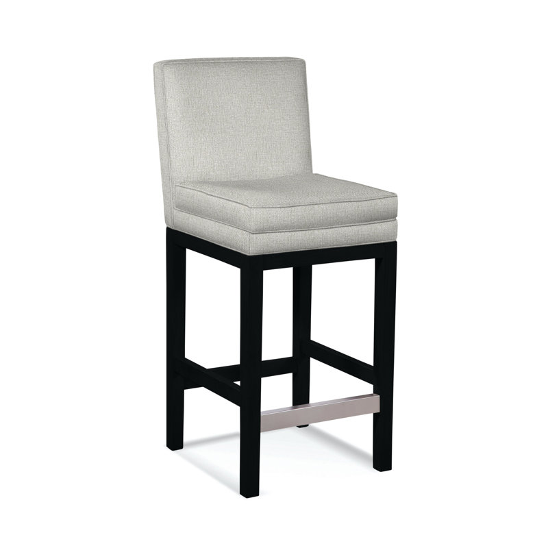 Upholstered Stool, Black Finish, Stone Crypton Performance; 0884-83