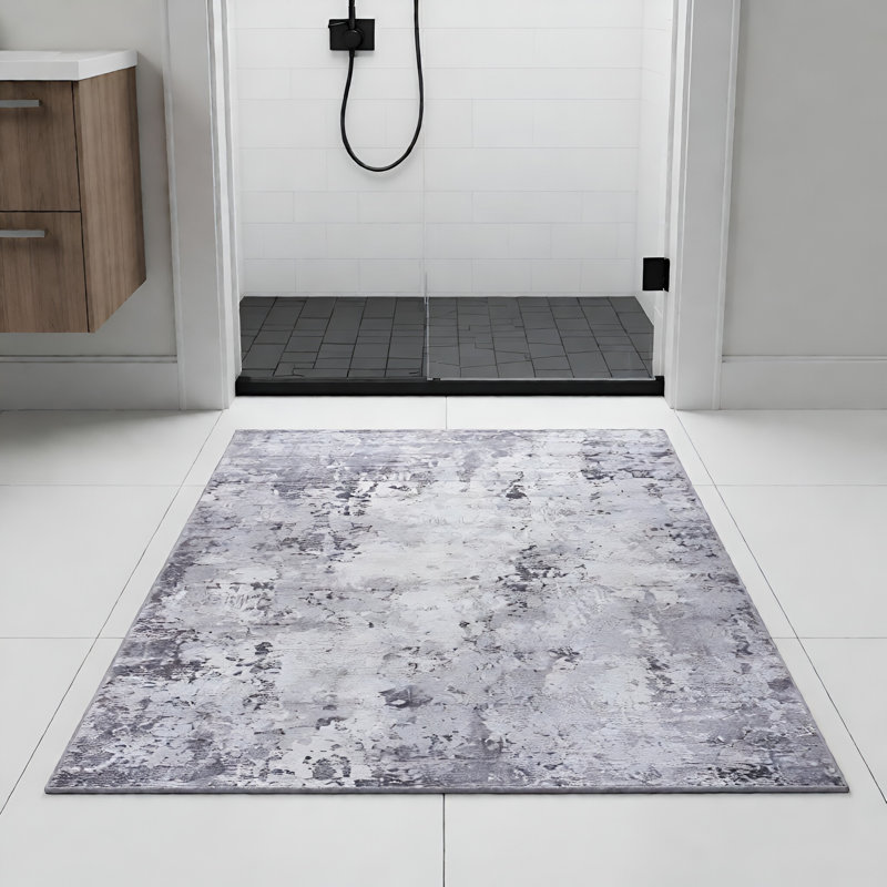 MARFI Collection Light Grey Abstract Doormat Rug, Rectangle 2' x 3'