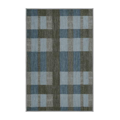 Tapis gris à carreaux lavable à la machine