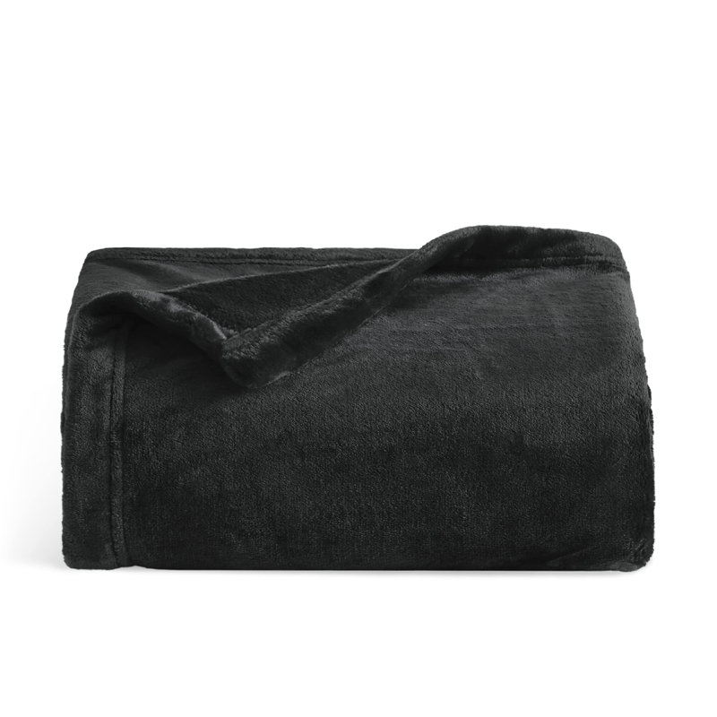 Couvre-lit en polaire 299GSM pour canapé, canapé, lit GentleSoft ™, 49" W x 59" L, Noir