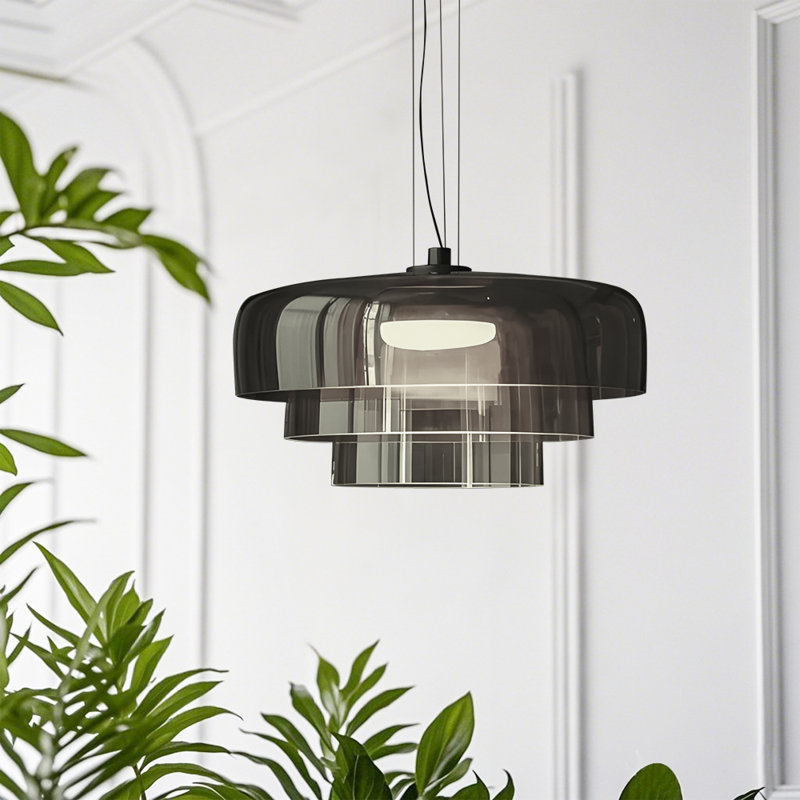 Mid Century Modern Glass Pendant Light, Gray
