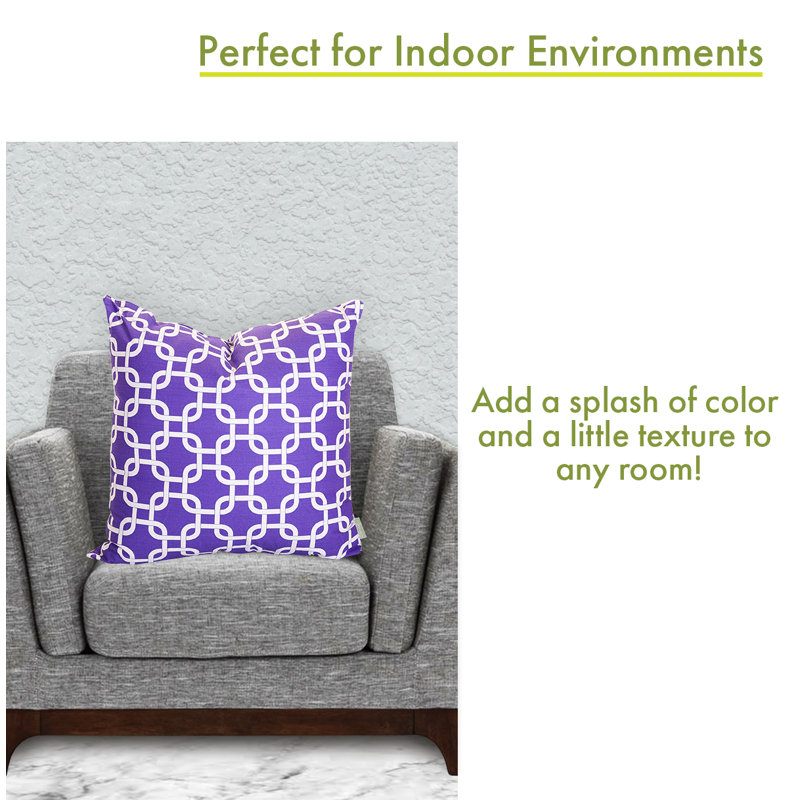 Links Geometric Cotton Reversible Throw Pillow, 20" x 20", Purple