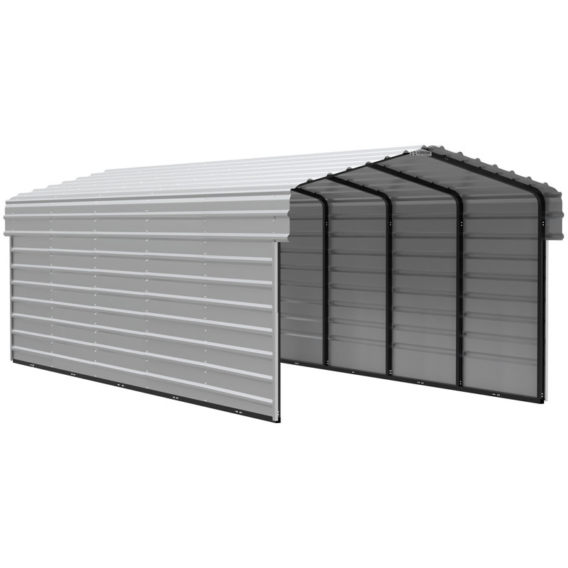 Abri d'auto en acier avec 2 ensembles de parois latérales, 10 x 24 x 7, Blanc