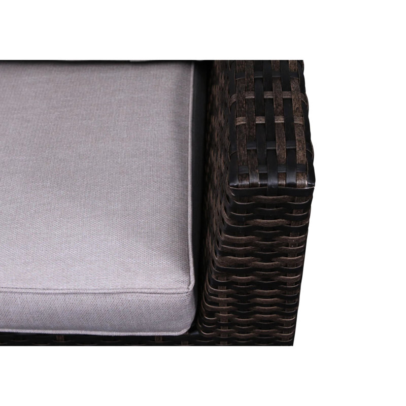 Canapé modulaire d'extérieur de 122 po de largeur, coussins gris, disposition symétrique droite, aucun assemblage requis tissé à la main de 122 po pour l'extérieur, avec et requis, Scratch, capacité de poids élevée