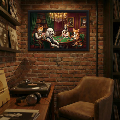 Animals Dogs Playing Poker In Elegant Room