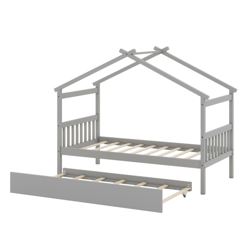 Lit en bois avec couchette, Gris