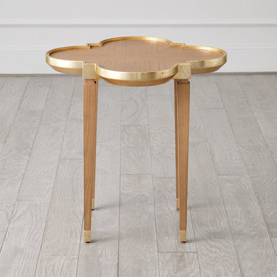 Quatrefoil Solid Wood Tray Top End Table