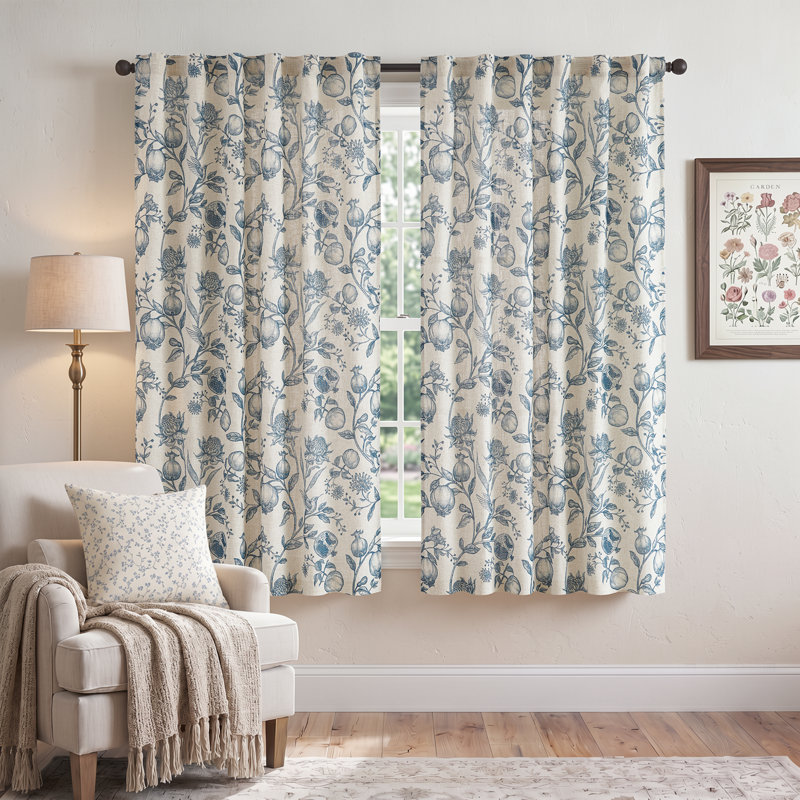 Paire de rideaux obscurcissant en lin Nathnael, L 50 po x L 63 po, Bleu