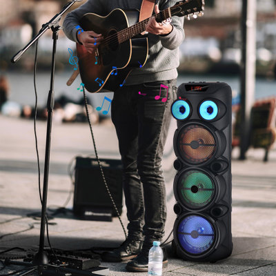 8000W Triple 8" Portable Bluetooth Speaker Woofer Heavy Bass System Microphone Remote  Bluetooth, AUX, TF Card, USB, FM, TWS