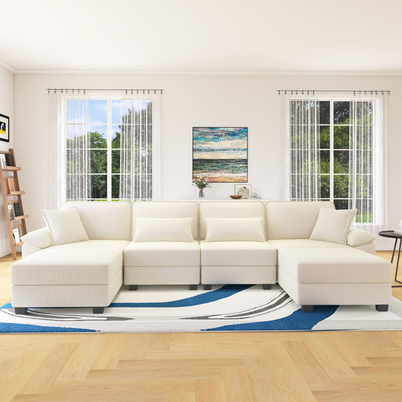 Canapé modulaire en U avec accoudoirs en velours Corduroy
