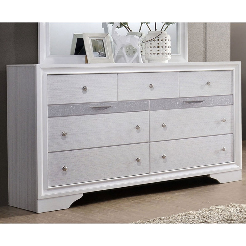 Commode avec miroir et tiroir à bijoux caché pour la chambre à coucher, Blanc