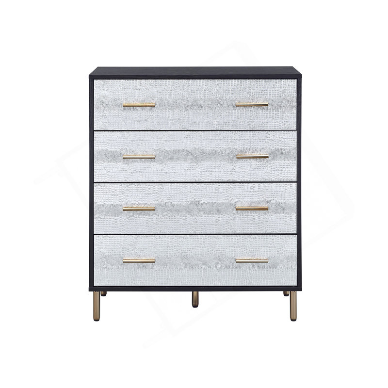Commode argentée et dorée