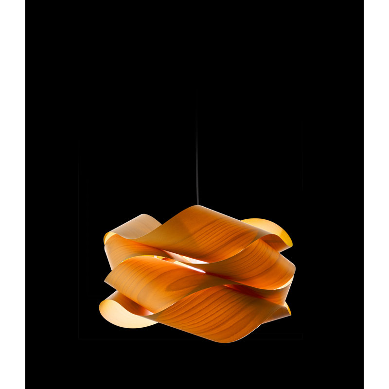1 - Light Pendant, Natural Beech, Matte Black, 15.7" H x 27.1" W x 27.1" D