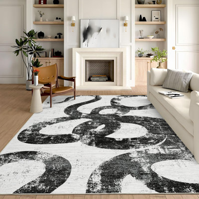 Washable Modern Carpet for Living Room Abstract Line Area Rugs for Room Decor