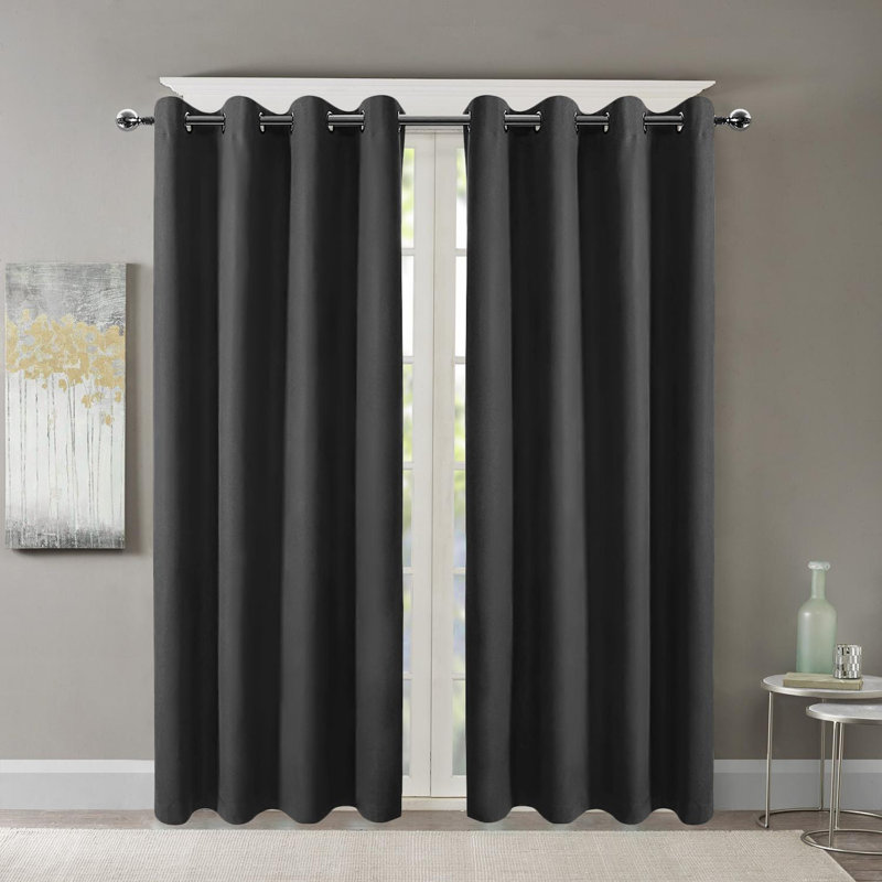 Cornman Blackout Curtains / Drapes Single Panel, 34" W x 45" L, Black