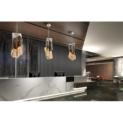 Grotto, Pendant, 36", Polished Nickel, Mixed Glass