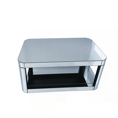 Baked Curved Mirror Coffee Table for Living Room, Modern Glass Top with Elegant Design and Sturdy Construction
