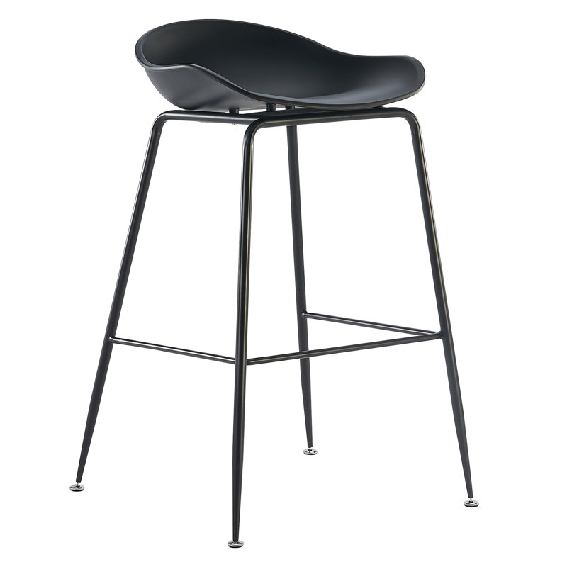 Counter Stool with Metal Frame, Black, 28." 