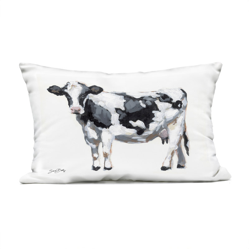 Dairy Cow on White Outdoor Printed Pillow design by Sara Baker, Cow 1