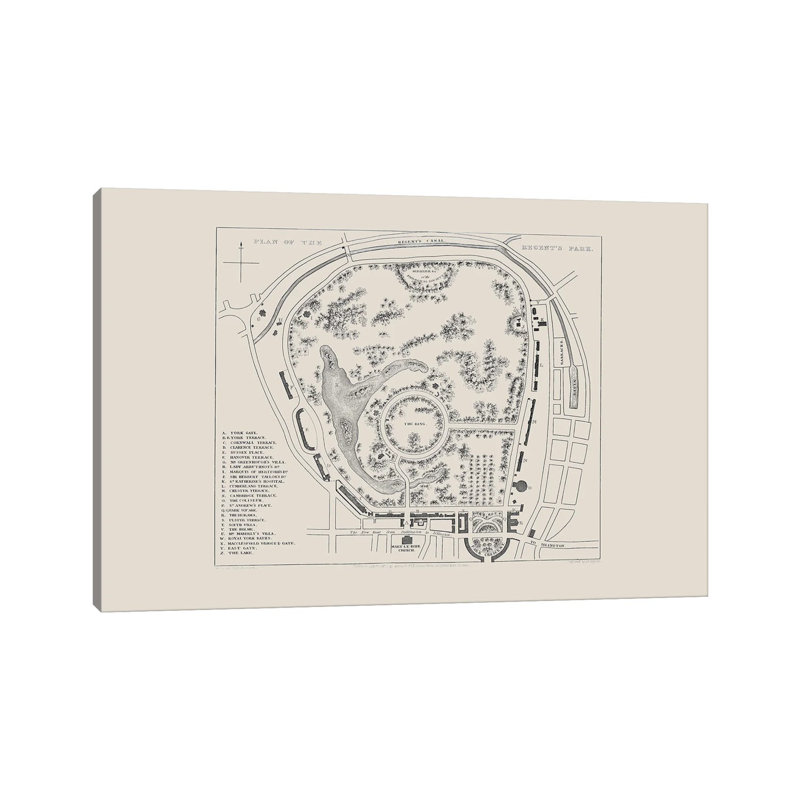 Regent's Park Map by Bibliotography - Wrapped Canvas Painting, 66.04 cm H x 45.72 cm W x 1.91 cm D