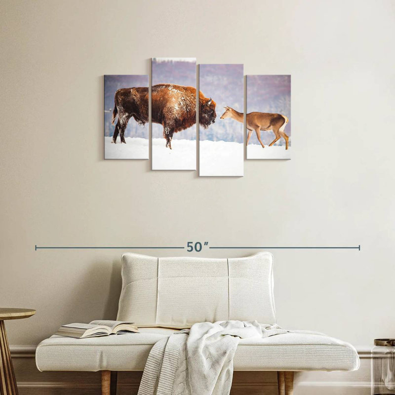 Brampt Bison And Deer In Winter