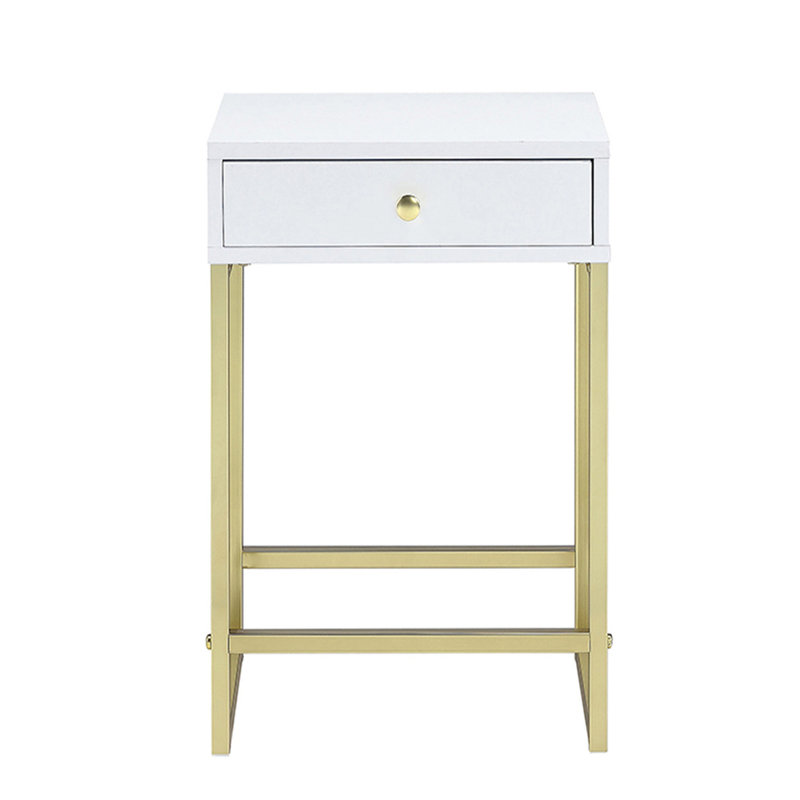 1-Drawer Side Table White Coffee Table Modern Coffee Table