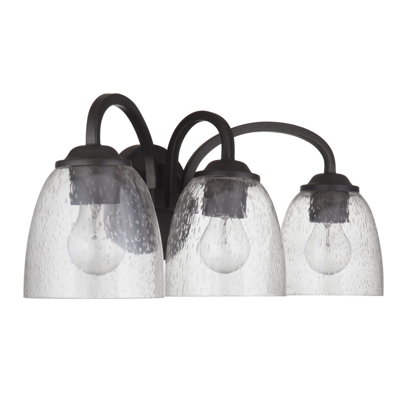 Éclairage pour meuble-lavabo 3 lumières à intensité réglable Lael, Martelée transparente, Espresso