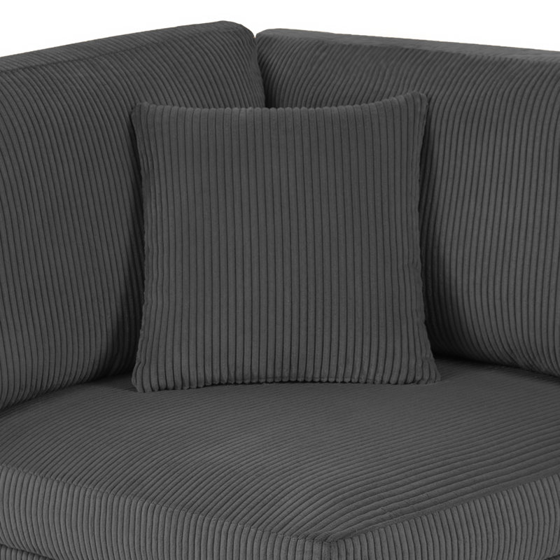 2 Seater Corduroy Corner Sofa , Grey Corduroy