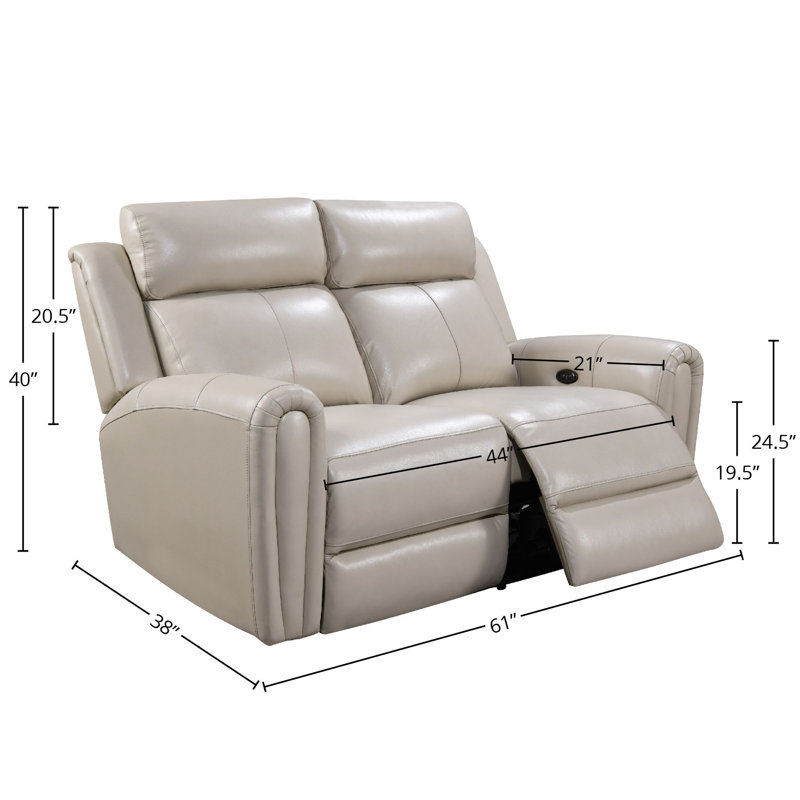 Iqraa Upholstered 61'' Power Reclining Loveseat, Cream Genuine Leather