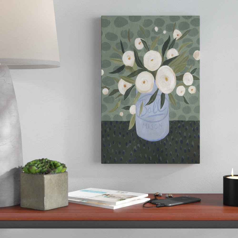 Mason Jar Bouquet III by Emma Scarvey - Wrapped Canvas Painting Print