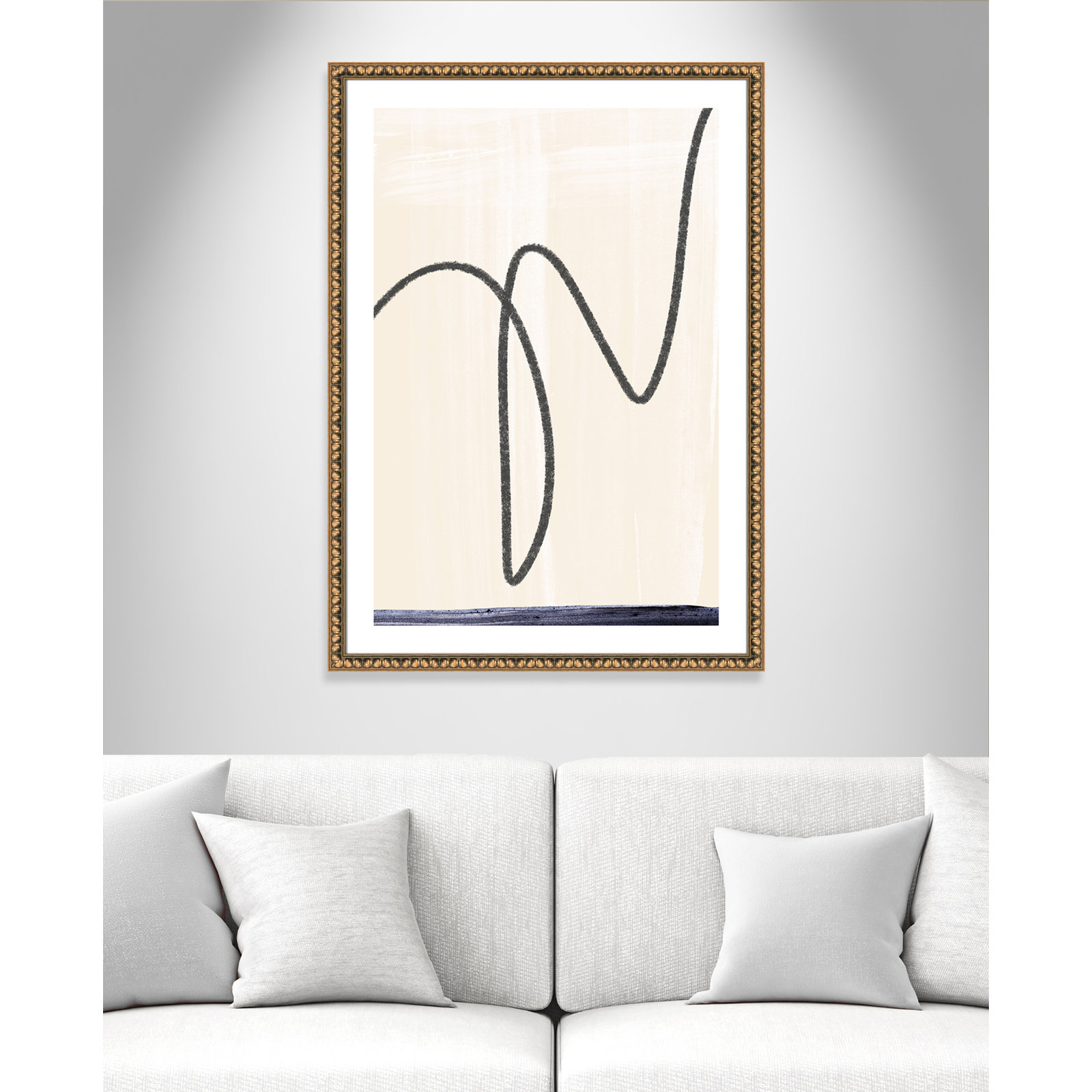 Tigerlily "Departured I" Painting, Gold Bead Framed Paper, 42.5" H x 30.5" W x 1.13" D