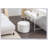 Boucle Fabric Storage Round Ottoman Footstool With Wooden Shelving-2040009555