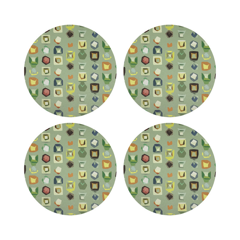 Color Pop Andre Vegan Leather Round Coasters, Granada