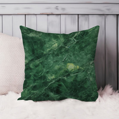 Abstract Green Marble Geodes XII Modern Throw Pillow Cover