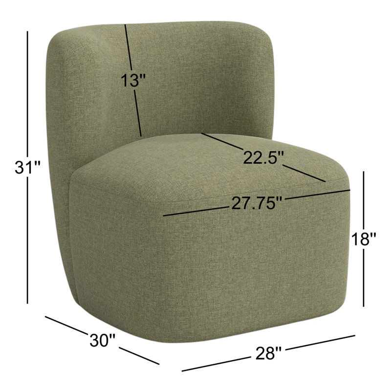 Fauteuil d'appoint pivotant rembourré Mariza, Lin laurier texturé Zuma